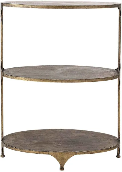 CREATIVE COLLECTION bar table - brass metal, 2 shelves, oval
