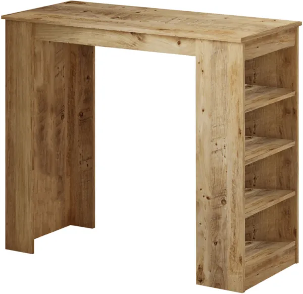 NORDVÄRK ST1 bar table, with 3 shelves - natural melamine (120x51.6)