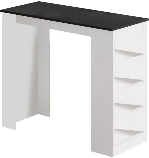 NORDVÄRK ST1 bar table with 3 shelves - white and black melamine (120x51.6)