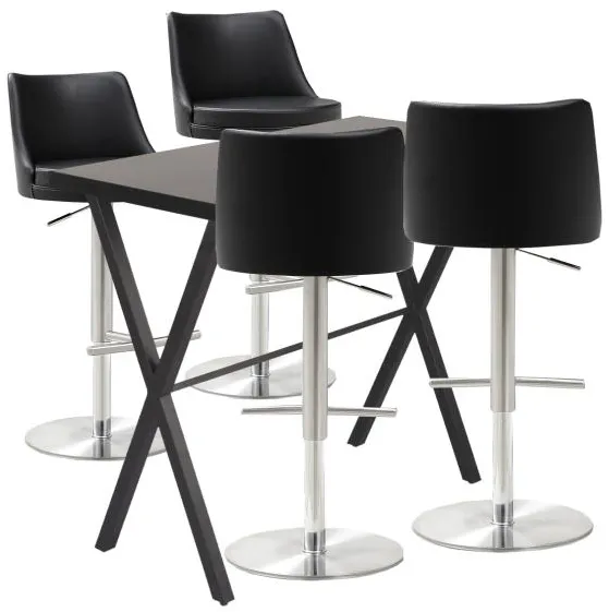 Homeville Bar Table Set Grappa/Luna Bar Stool Black/Chrome