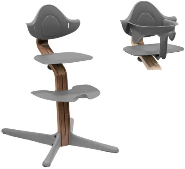 High chair oak - walnut grey incl. baby seat