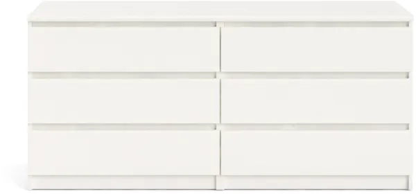 TVILUM Naia chest of drawers - white ash, with 6 drawers