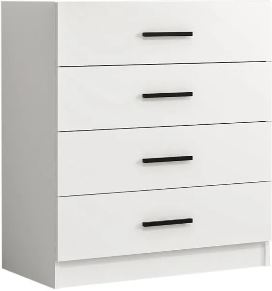 FUNZI LIVING chest of drawers, with 4 drawers - white melamine