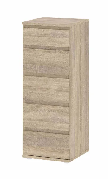 TVILUM Nova Chest of Drawers - Natural coloured composite wood, Oak structure, (107x40)