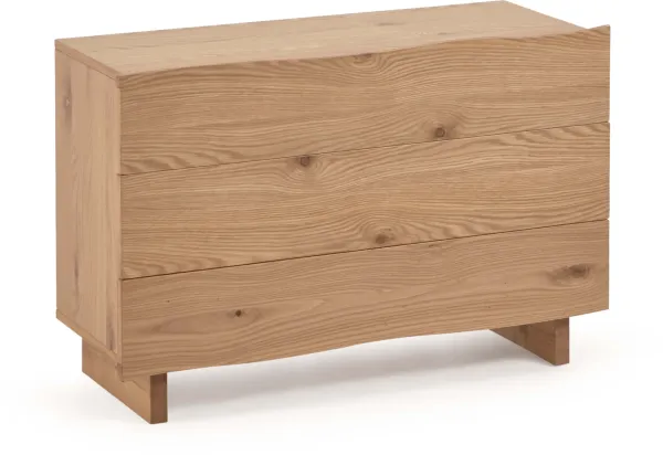 LAFORMA Rasha chest of drawers, with 3 drawers - natural oak veneer and natural oak (104x41)