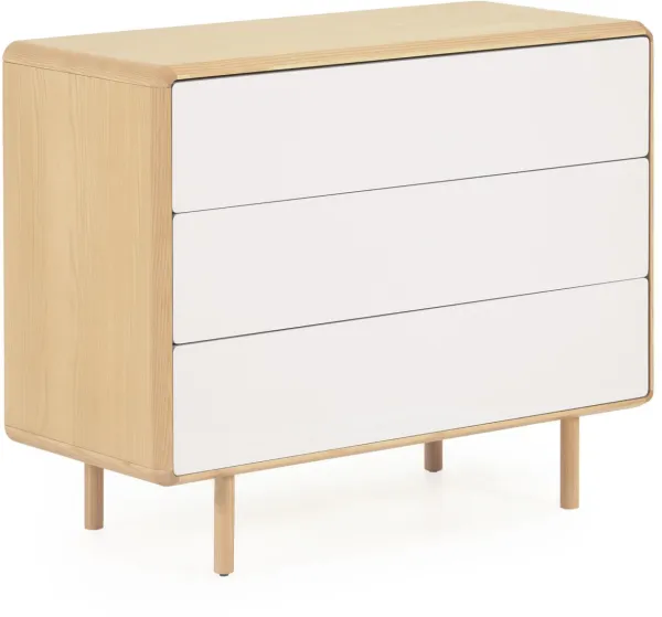 LAFORMA Anielle chest of drawers, with 3 drawers - grey/natural ash veneer/ash wood