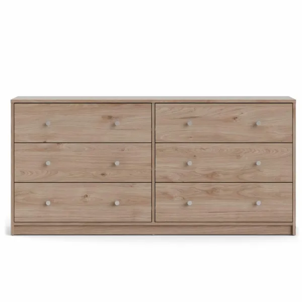 TVILUM May double chest of drawers, with 6 drawers - natural foil and plastic