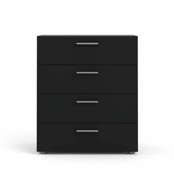 TVILUM Pepe chest of drawers, with 4 drawers - black foil and plastic