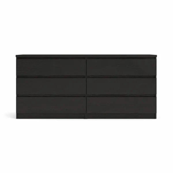 TVILUM Naia double chest of drawers, with 6 drawers - black foil and plastic