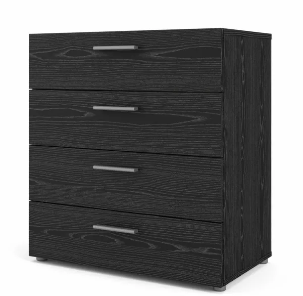TVILUM Pepe chest of drawers, with 4 drawers - black foil and plastic