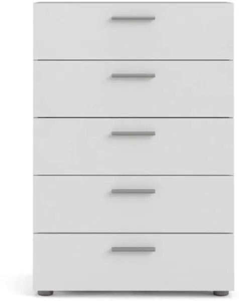 TVILUM Pepe chest of drawers - white wood, with 5 drawers