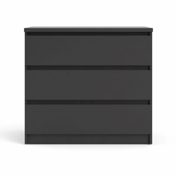 TVILUM Naia chest of drawers, with 3 drawers - black foil and plastic