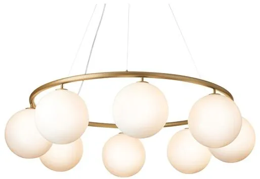 Nuura Miira 8 Circular Chandelier Brass/Opal