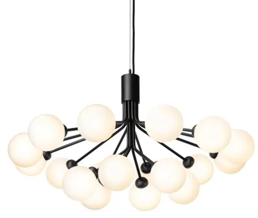 Nuura Apiales 18 Chandelier Black and Opal Glass