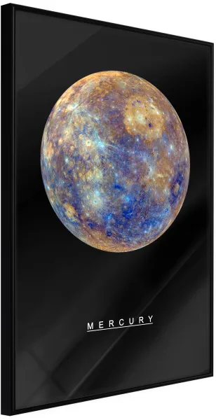 ARTGEIST Poster with frame - The Solar System: Mercury Gold with passepartout 30x45