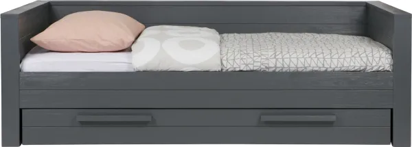 Dennis, Sofa bed, dark grey, H73x101x219 cm, pine wood