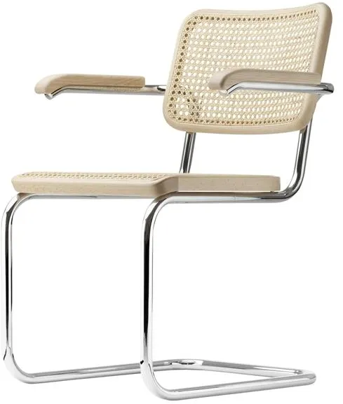 Thonet S 64 V Cantilever Dining Chair with Armrests Chrome/Beech